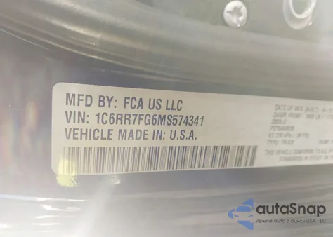 2021 Ram 1500 Classic Express 4X4 6'4 Box из США, поврежденный, VIN 1C6RR7FG6MS574341